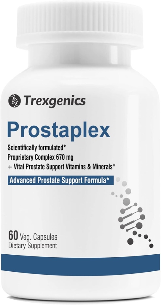 Trexgenics PROSTAPLEX 高级前列腺健康与β-西托酯, Saw Palmetto Sting Nettle pygeum Pumpkin Turmeric Quercetin 淋巴素 维生素D3 锌硼和K2-7(60 Veg Capsules)