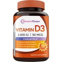 Doctor's Recipes Vitamin D3 2000 IU, Cholecalciferol, 120 Softgels, Non-GMO, Bones, Calcium Absorption, Immune Health, Energy & Mood Support