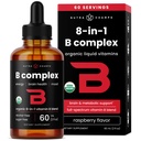 USDA 有机维生素B 复合液体滴滴 B12 亚语言 B1 | B1, B2, B3, B5, B6, B7, B9 | 男女甲基B 维生素化合物 | Biotin, Niacinamide, Folate & Folic酸, 2oz