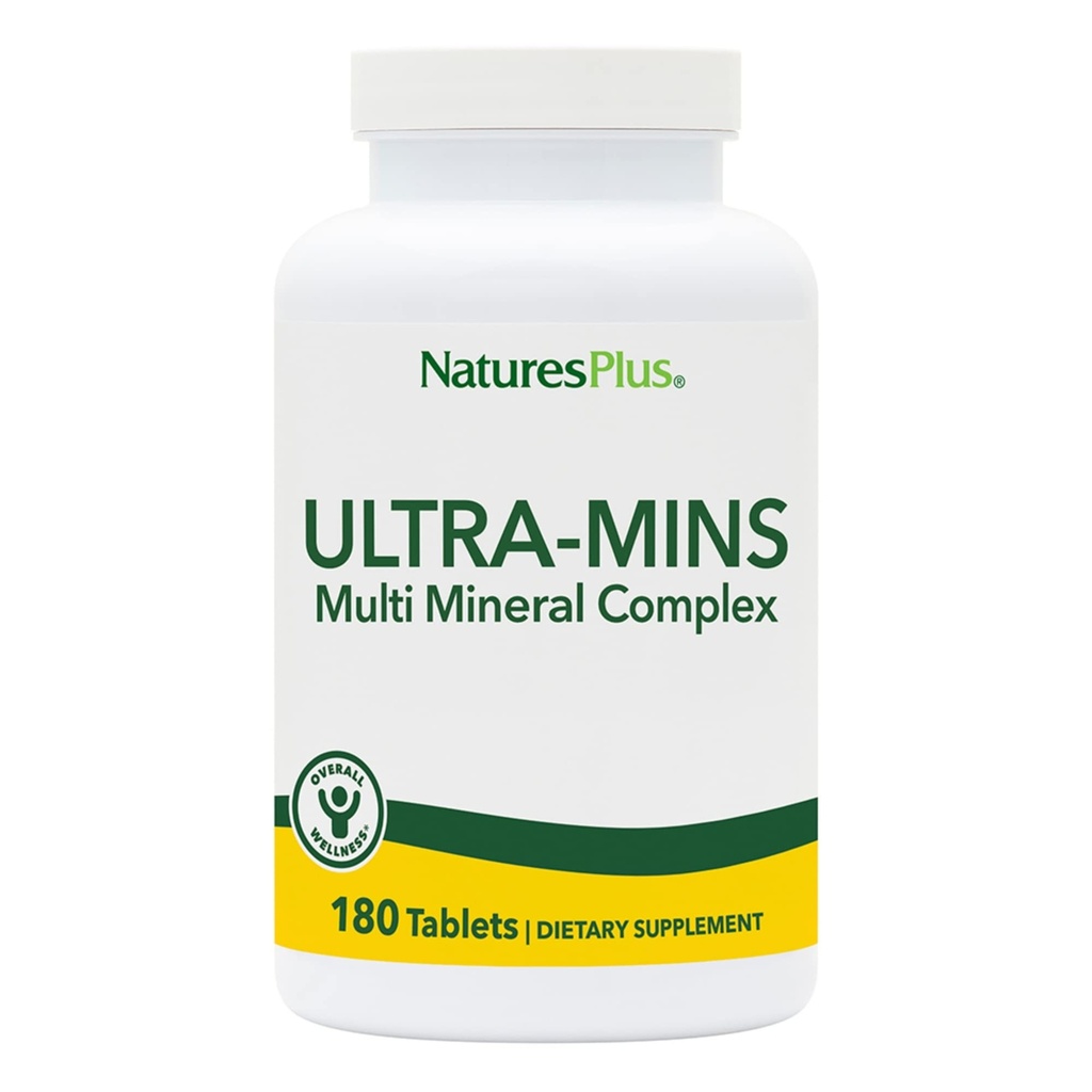NaturesPlus Ultra-Mins - 180块平板电脑 - 具有钙,铁,镁和锌的多矿物复合体 - Vegan, Gluten Free - 90 services