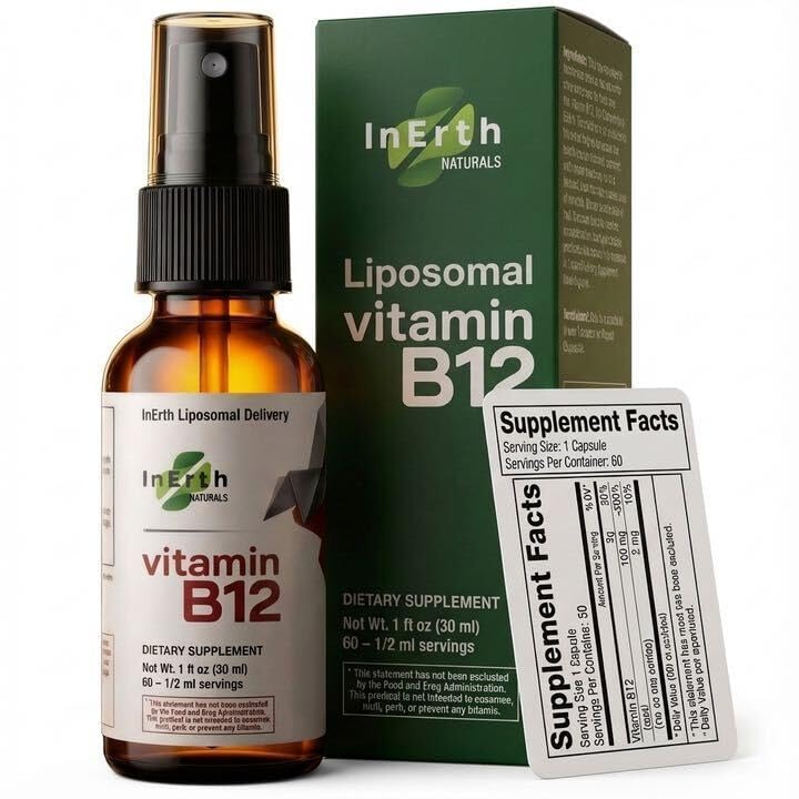 Liposomal Vitamin B12 Sublingual Spray 1000 mcg Methylcobalamin | Fast Absorbing Energy Support | Plant Based Non GMO Vegan | 60 Day Supply