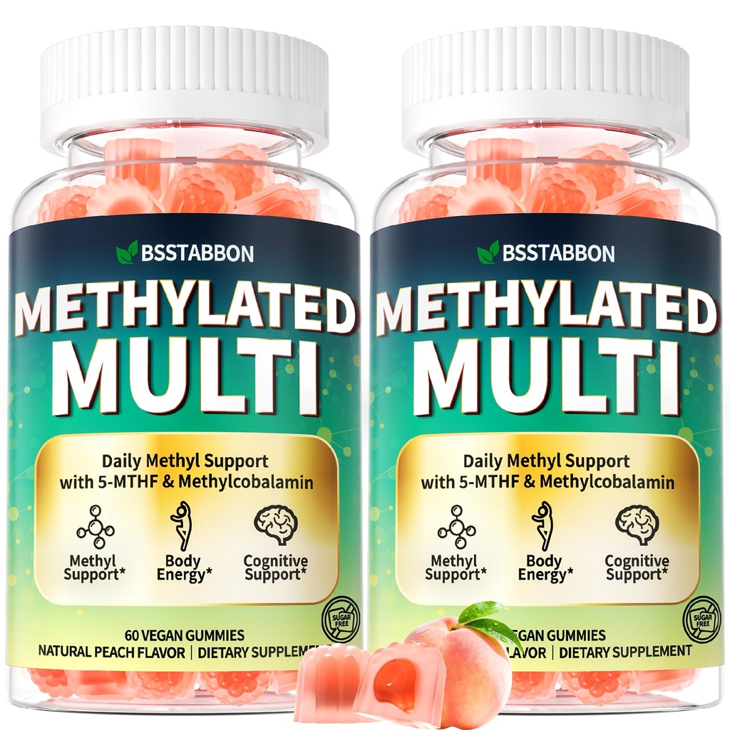 Methylated Multivitamin for Women Men: Organic Iron Free Multivitamins Gummies plus 5-MTHF Active B12 P5P CoQ10 NAC TMG - Chewable Sugar Free Gummy for Energy Immune Overall Health(120Count)