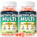 Methylated Multivitamin for Women Men: Organic Iron Free Multivitamins Gummies plus 5-MTHF Active B12 P5P CoQ10 NAC TMG - Chewable Sugar Free Gummy for Energy Immune Overall Health(120Count)