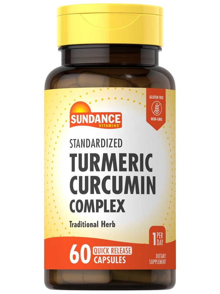 Sundance Turmeric Crucumin Complex QQ60 快速释放 Capsules 传统草药补充 QQ 非GMO 和 Gluten 自由公式