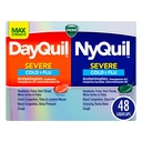 VICKS DayQuil & NyQuil SEVERE Co-Pack, Cold & Flus Medicine, 对头痛,发烧,喉痛,小痛和疼痛,摄入,辛纳斯压力,斯图菲诺斯,和咳嗽,48 Liqui Caps