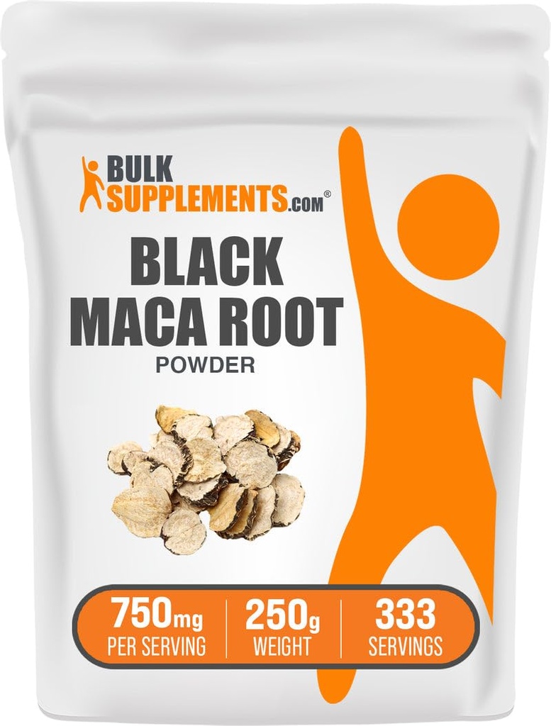 Bulk Assupports.com Black Maca粉 - Black Maca Root Supplements - 男与女草药补充剂 - Vegan, Gluten Free, 750mg / service, 250g (8.8 oz) (一袋)