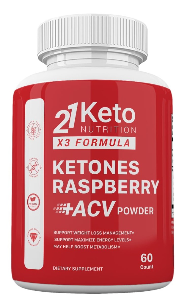 Zonata 21 Keto Nutrition X3 Formula* Keto + ACV Capsules with Raspberry, 21 Keto Dietary Supplement (60 Count)