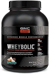 GNC AMP Wheybolic 临床检测蛋白粉,40g Whey蛋白,BCAA,Leucine,增强肌肉力量,肌肉大厦,第3党测试,Gluten自由,天然巧克力,25种服务