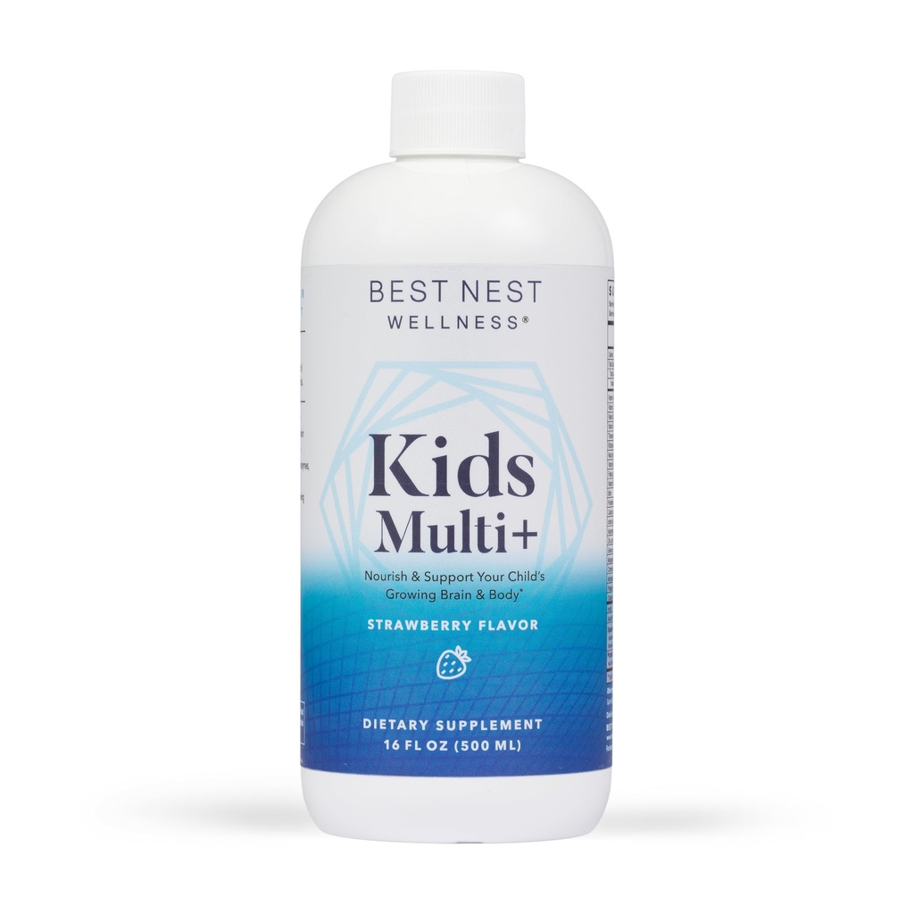 Best Nest Liquid Multivitamins for Kids, Methylfolate, Methylated Vitamins, Whole Food Blend Vitamin, Vegan, Gluten Free, Non-GMO, Strawberry Flavor, 16 oz