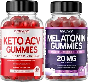 Keto ACV Gummys (60 Counter) 高级体重损失公式和Melatonin Gummys (180 Counter) - 快速溶解 Melatonin Gummy for advisions with HighPotency - Non GMO, Vegan Supplement & Made in USA (中文(简体) ).