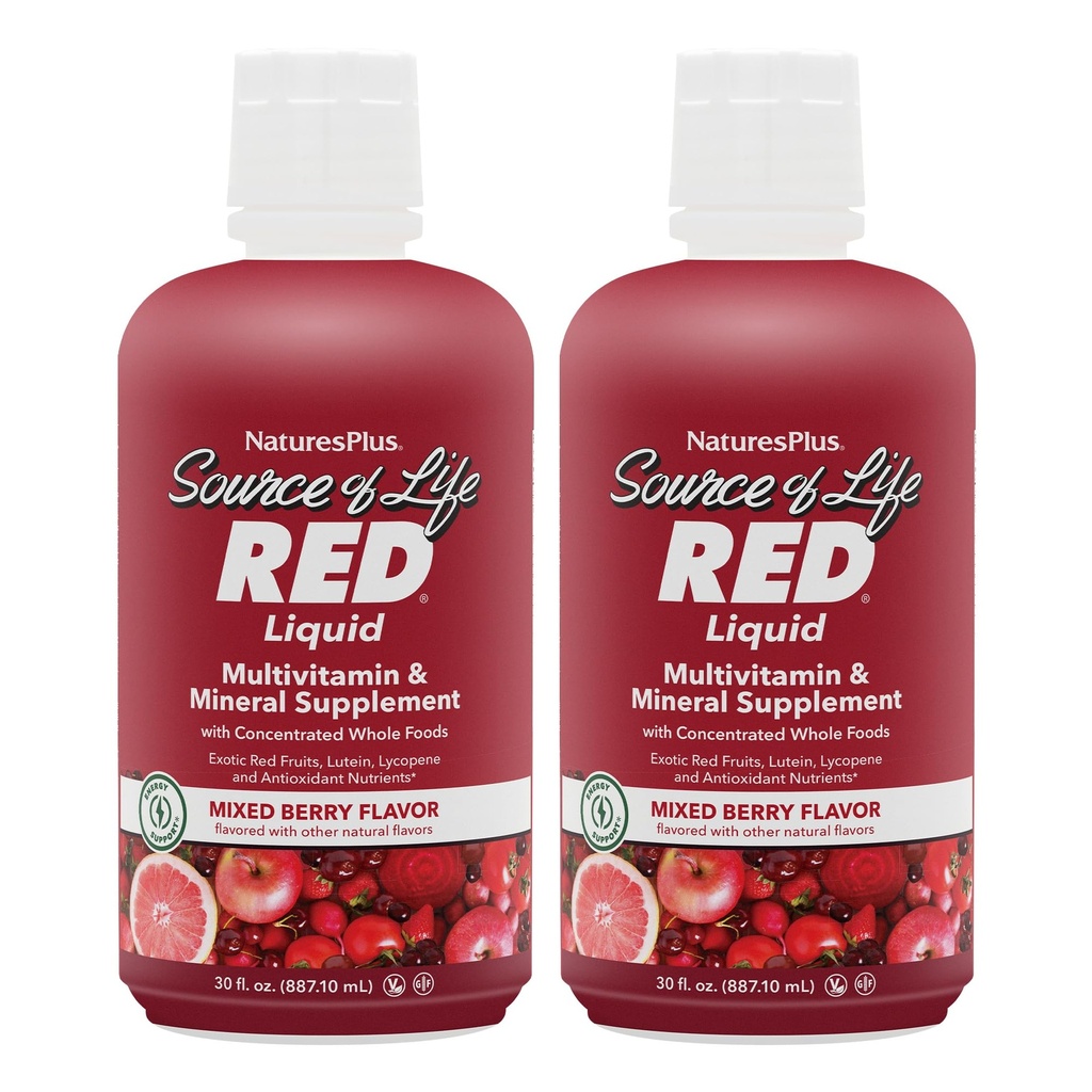 NaturesPlus 生命源 RED 多维特敏液体 - 30 oz, 包 2 - 能量和免疫支持 - 与 Exotic Red Fruits, Lycopene & Lutein - 蔬菜 & Gluten Free - 60 总服务