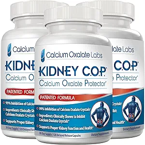 KIDNEY C.O.P. Oxalate Calcium Oxalate Protectioner 120 Capsules, 肾支持Oxalate Crystals, 帮助停止重现石块, 更强大的香卡·皮德拉石块断裂器补充, 3 Pack