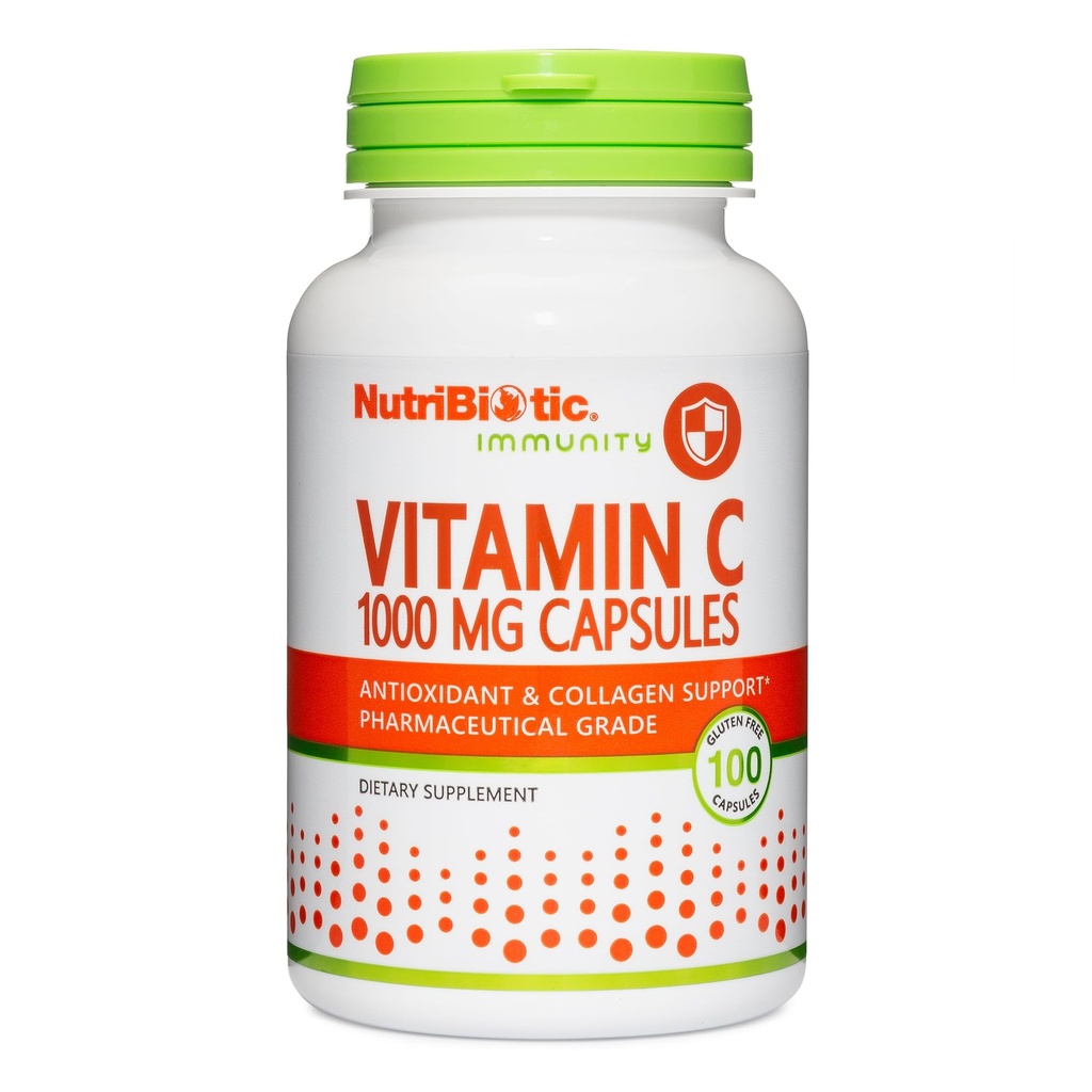 NutriBiotic - Vitamin C 1000 Mg Capsules, 100 Count | Essential Immune, Antioxidant & Collagen Support Supplement | Pharmaceutical Grade L-Ascorbic Acid, 1000 Mg Per Serving | Gluten & GMO Free