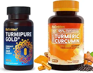 BioEmblem 图尔米普林与 BioPerine Turmeric Curcumin 并配有临床研究图尔米普林