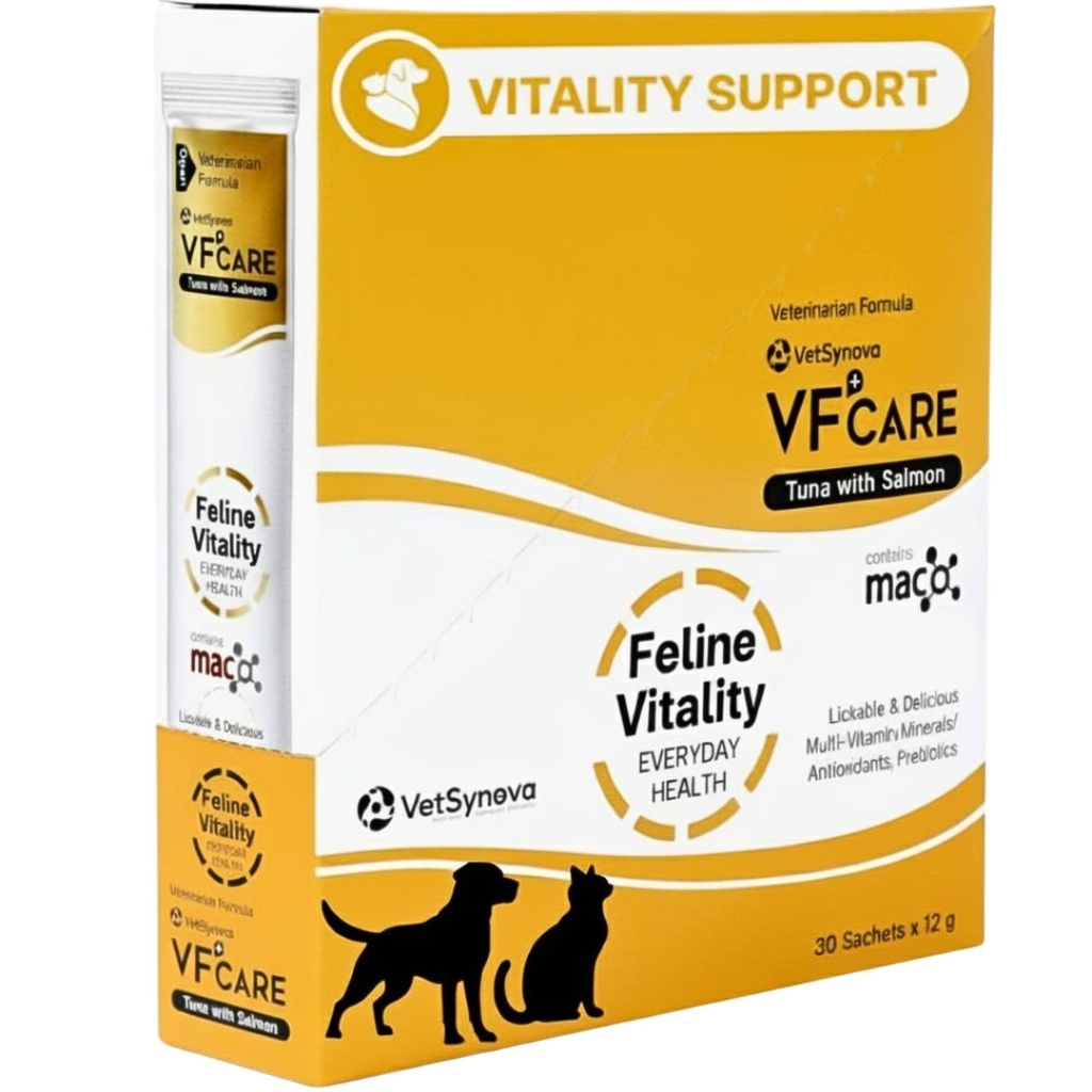 Feline Vitality Cat Supplement – Lickable Paste for Cat Immune Support & Cat Skin Allergy Relief – Daily Multi-Vitamin with Omega 3, Biotin, Prebiotics, Mac, Taurine – 30 Sachets