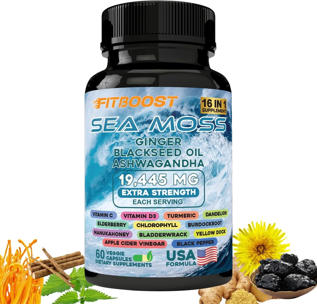 30日 供应海 Moss和Shilajit Bundle for Men All-in-1 动态生命力 Bundled Seamoss 黑种子油 Ashwagandha Burdock 根精细地为你准备了降雨和重新增强力量