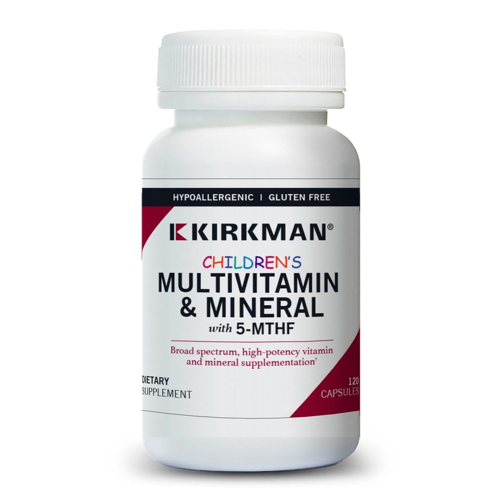 Kirkman - 儿童多维特敏和矿物 - 120 Capsules - 配有5-MTHF - Potent Broad Spectrum Vitamin/ Mineral 补充 - 伪素