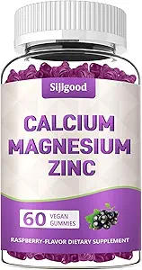 2 Pack Calcium Magnesium Zinc Gummys配有维生素C D3 K2,Calcium Gummys配有骨骼,肌肉,Calm & Zzz 支持,高吸收公式配有镁锌钾,老莓Flawared 120 Cts