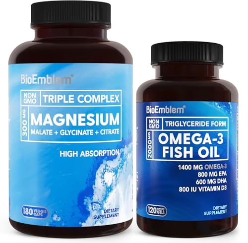 BioEmblem Triple Magnesium Complex180 Capsules +BioEmblem Omega-3 Fish Oil