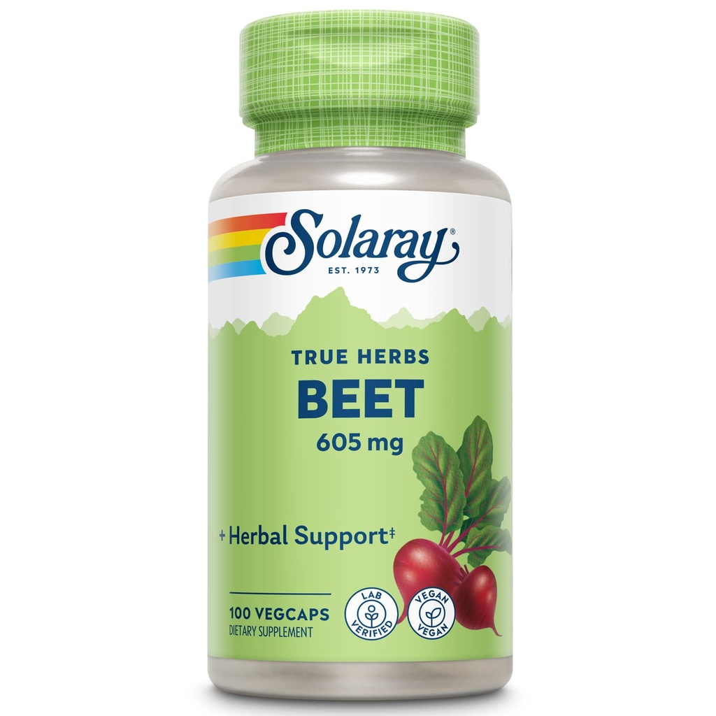 SOLARAY Beet Root 605mg 支持心血管健康和运动性能、肾脏、肝脏和血液健康