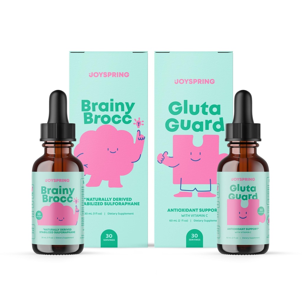 JoySpring Glutathione Liquid and Sulforaphane Bundle | Kids Vitamins Naturally Sourced, Non-GMO, Non-Alcoholic Liquid Formula, Immunity Health Support | Vegan & Vegetarian Supplements