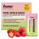 BeMe Liquid Collagen for Women — 2,500mg Hydrolyzed Bovine VERISOL Collagen Peptides Drink — Biotin, CoQ10 & Vitamin C Collagen Supplement for Hair, Skin & Nails — Strawberry, 30 Sachets