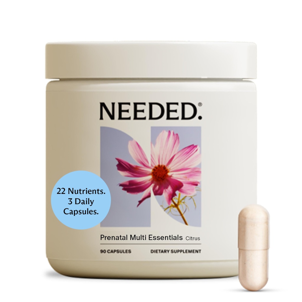 Needed. Multivitamin for Prenatal | Prenatal Multi Essentials Capsule - Pregnancy, Breastfeeding, Postpartum | Expertly-Formulated & Third-Party Tested, Citrus Scent Insert | 30-Day Supply