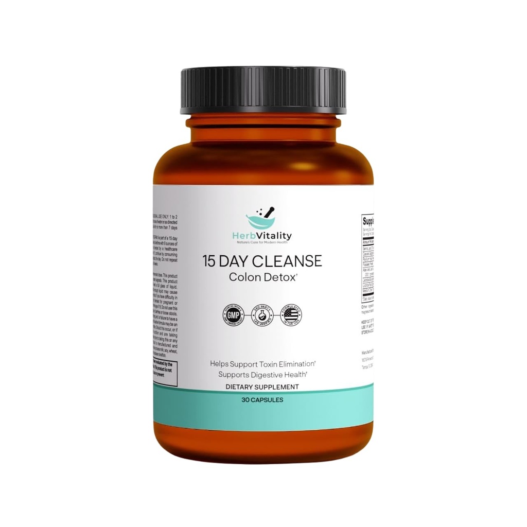 15-Day Colon Cleanse – Detox & Gut Health Support with Probiotics, Aloe Vera, Licorice Root & Psyllium Husk – Supports Digestive, Immune, and Kidney Health for Men & Women (Pack of 2)