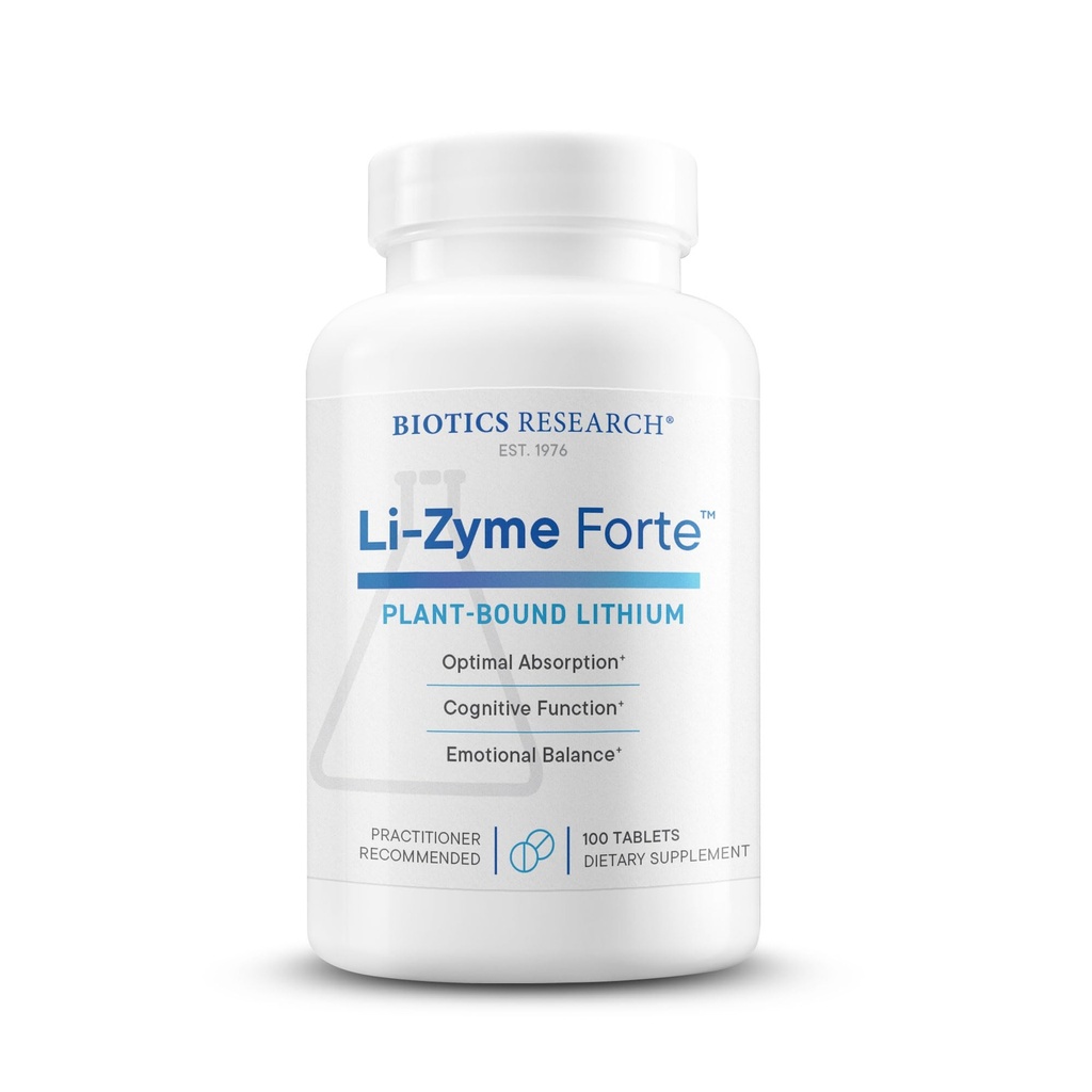 生物研究 Li Zyme Forte 植物来源、植物化学结合锂、支持大脑功能、记忆和Mood支持100片