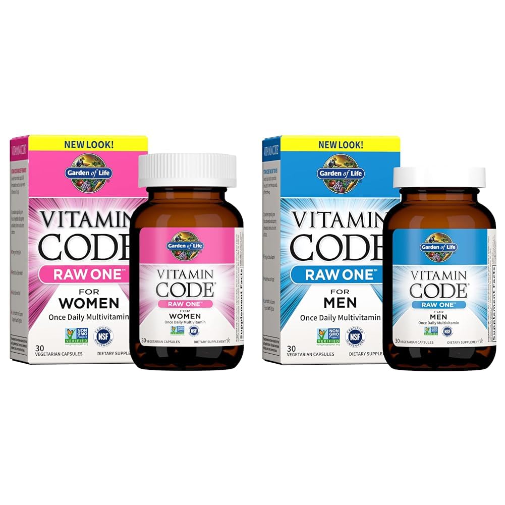 Garden of Life Multivitamin for Women, Vitamin Code Raw One & Vitamin Code Raw One for Men, Once Daily Multivitamin for Men, One a Day Mens Vitamins Plus Fruit, Veggies & Probiotics