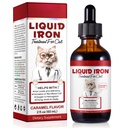 Liquid Iron for Cats, Liquid Iron Drops for Cats Supports Anemia, Low Enery Levels and Lethargy Cats- Improve Energy Levels & Vitality, Pet Supplies Cat Vitamin Supplement, Caramel Flavor - 2 fl.oz
