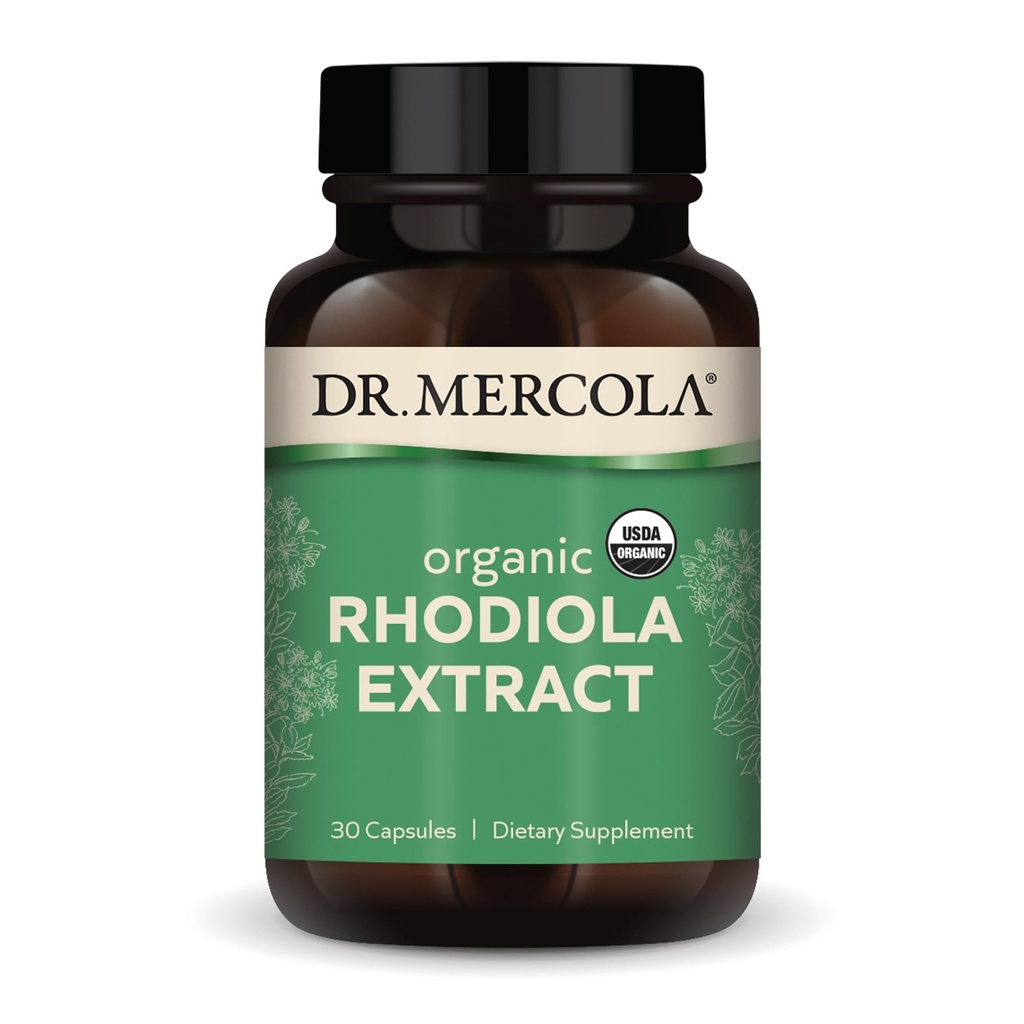Mercola Rhodiola博士,30名服务员(30名Capsules),饮食补充、支持蒙德和压力管理,非GMO,认证的USDA有机体