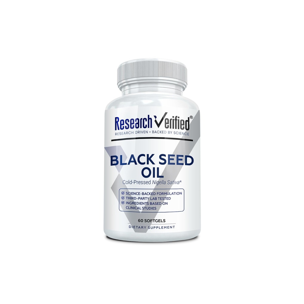 Research Verified Black Seed Oil - 60 Softgels - Boost Immunity, Support Digestion, Improve Respiratory Function - Cold-Pressed - 2% Thymoquinone (TQ)