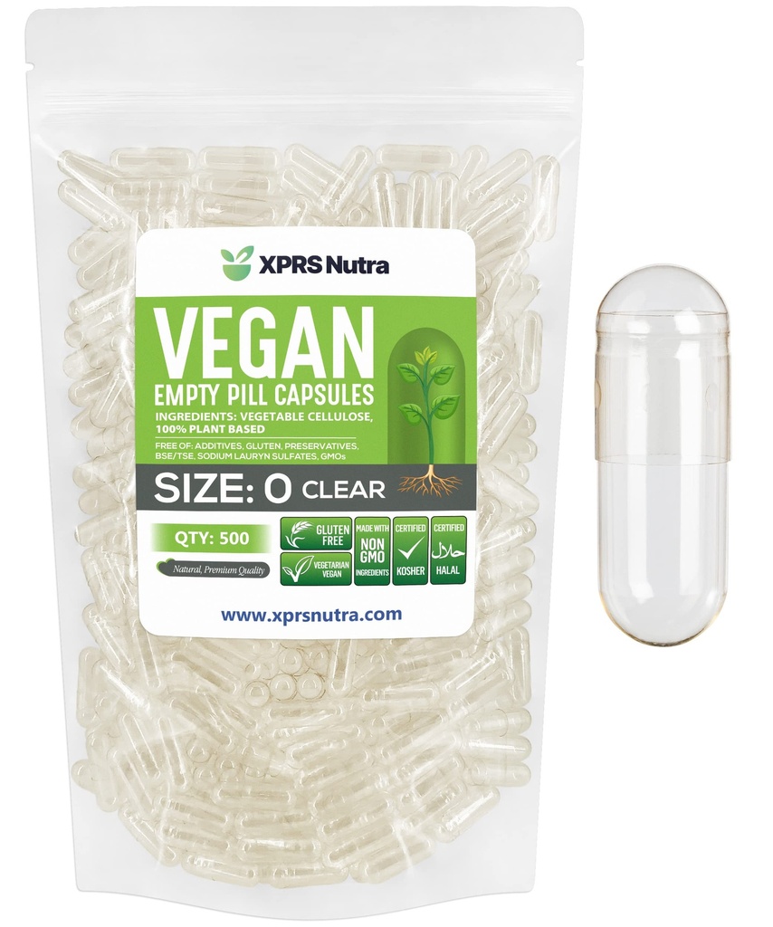 XPRS Nutra 大小 0 空卡普尔 - 500 Counter 空卡普尔 - 蔬菜药丸 - DIY 蔬菜药丸填充 - 蔬菜药丸填充 Do- It- yourself 补充