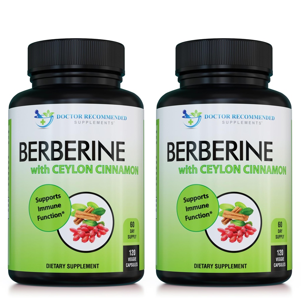 柏柏林与锡兰桂 - 1200mg 柏柏林与100mg 有机锡兰桂 - 120 Veggie Capsules,健康免疫系统心血管与胃肠井(包2)
