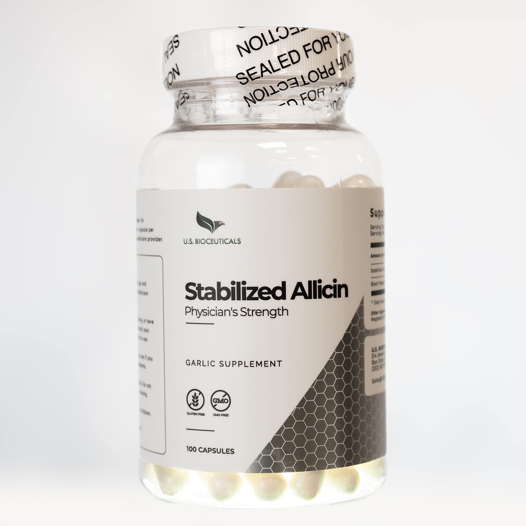 稳定Allicin(非GMO) - 700 000 mcg Allicin Per Bottle - 实验室测试 - cGMP认证制造