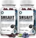 Himalayan Shilajit Gummys 配有85+ Trace Minerals & Fulvic Acid for Energy, Immune,认知支持高潜力纯度自然 Shilajit Supplement for Men and Women 60 Gummys(2包)