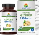 Brieofood 有机姜1500mg,45个服务型,蔬菜,Gluten Free,90个蔬菜片