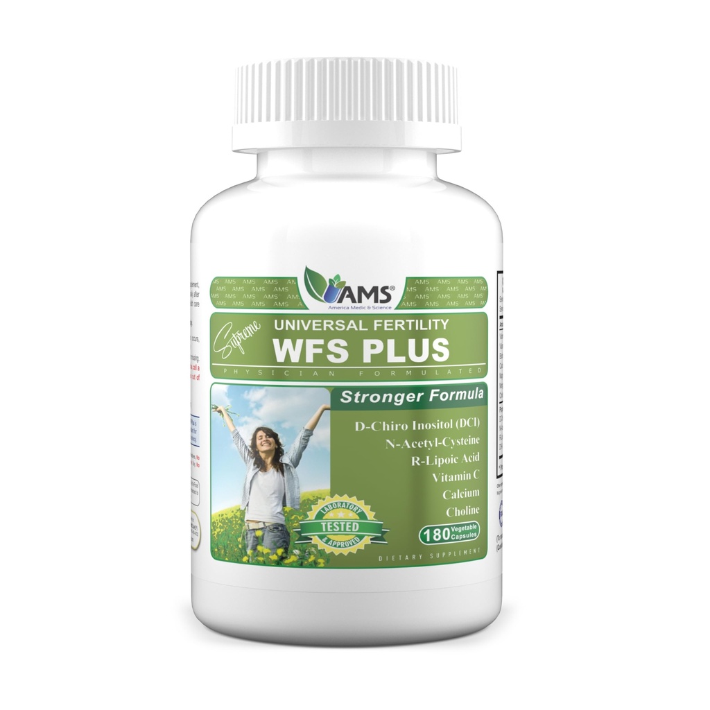 America Medic & Science WFS Plus Fertility Supplements for Women (180 Capsules) Supports Ovulatory Health | Natural Preconception Vitamins, Reproductive Aid, with D-Chiro Inositol, DHA