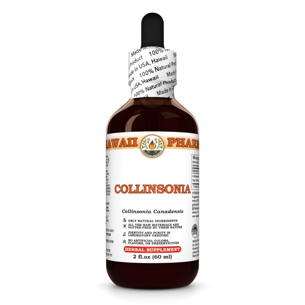 Collinsonia (Collinsonia Canadensis) Dry Root Tincture, Made in Hawaii, All Natural, Vegan, Pure Liquid Extract - 2 fl.oz