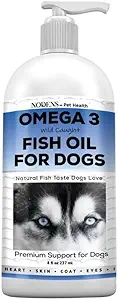 Nodens Natural Fish Oil for Dogs 100%纯Omega 3 鱼油液狗皮和煤补充,减少谢丁和痒. Omega 3 Fatty Acids EPA & DHA 用于狗关节,免疫支持和消化