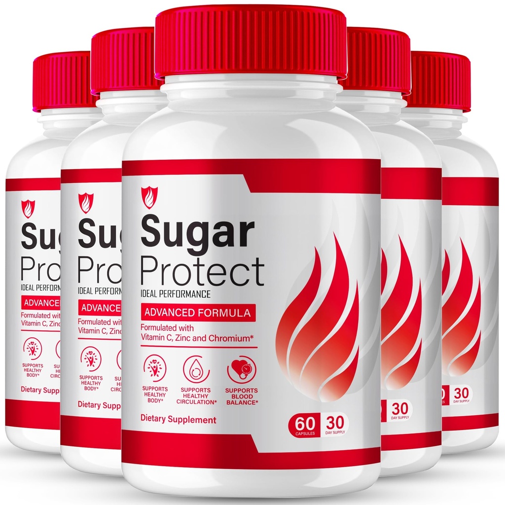 Sugar Protect Capsules, Official SugarProtect Blood Support Supplement Pills - Maximum Strength, All Natural Healthy Circulation & Stable Levels, Advanced Sugar Protect Support Reviews (5 Pack)
