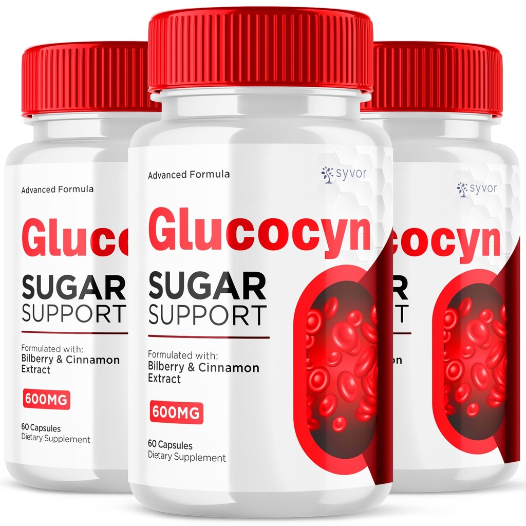 (3 Pack) Glucocyn Capsules, Official Glucocyn Glycogen Supplement Pills with All Natural Ingredients, Advanced Formula Support Pills with Max Strength Premium Vitamins for Women and Men (180 Capsules)