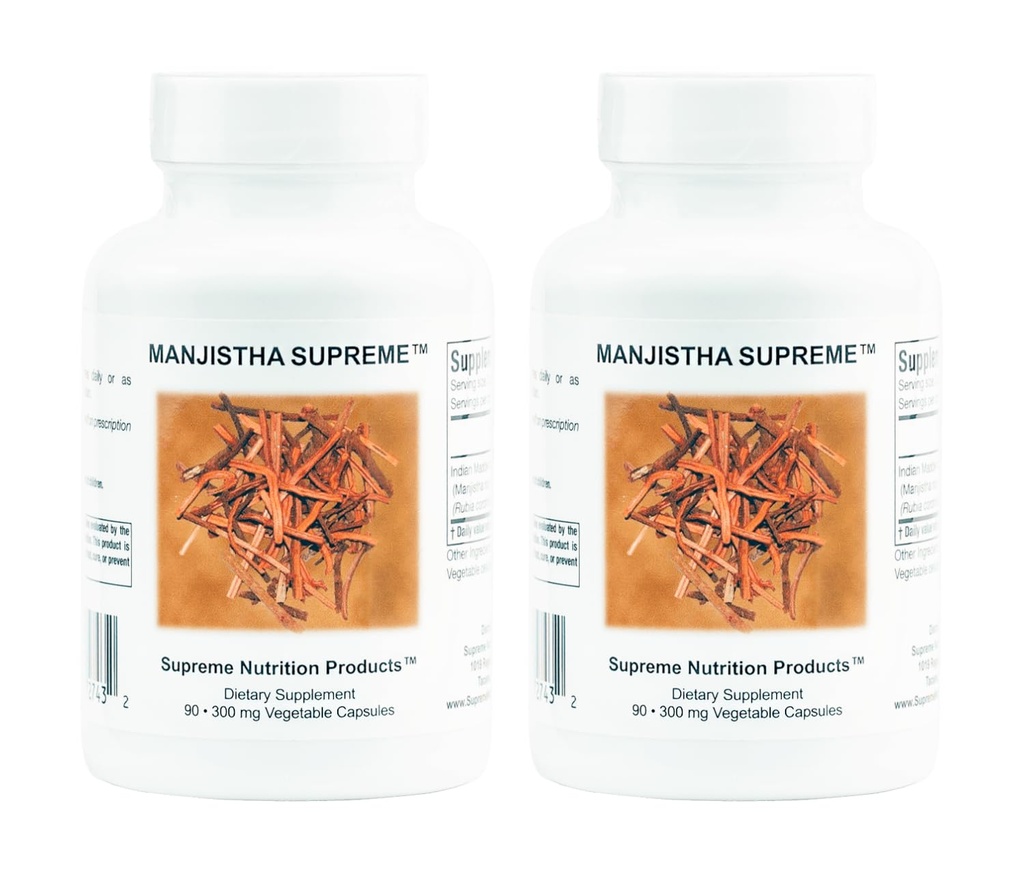 Supreme Nutrition Manjistha Supreme, 90 Pure Indian Madder Root Vegetarian Capsules (Pack of 2)