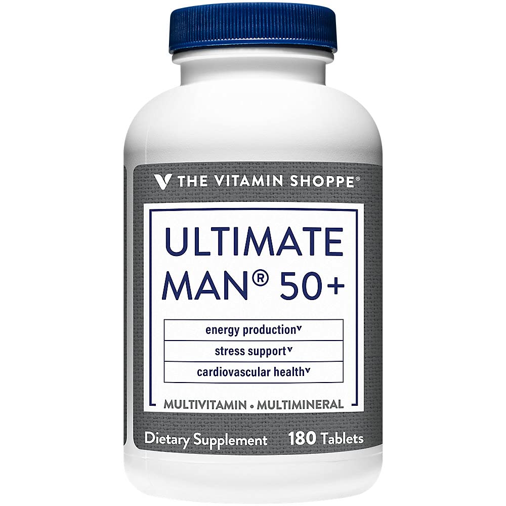 The Vitamin Shoppe Ultimate Man 50+ Multivitamin, Daily Men’s 50 Plus Multivitamin with Vitamins, Minerals & Antioxidants for Energy, Immune and Overall Wellness Support, Gluten Free, 180 Tablets