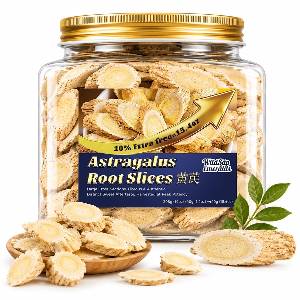 440g (15.5oz) Astragalus Root Slices Premium Huangqi (黄芪), Cut & Sifted for Easy Brewing, No Additives Immune Support Herbal Supplement*