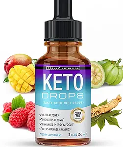 Keto Det Drops 重量损失 Ketogenic 补充剂 - 肥胖燃烧剂促进代谢、抑制吞噬和挤压剂、更好的吸收液体、Garcinia Cambogia, 适用于男女