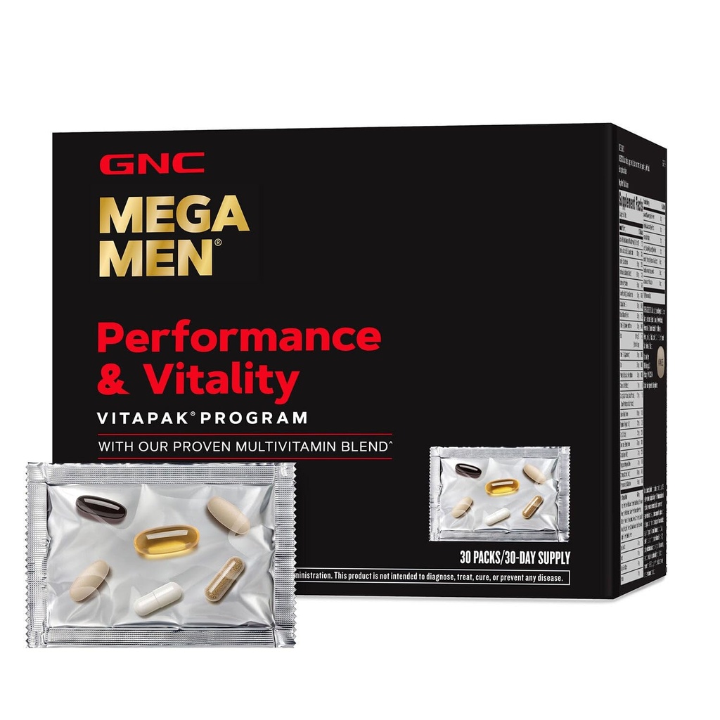 GNC Mega Men 性能和生命力Vitapak方案, 方便的完全营养, 1 包中的5种产品, 流通, 血液流动, 前列腺健康, 性功能, 霍尼山羊草, 30 包