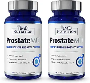 1MD 营养前列腺MD Saw Palmetto 前列腺支持补充 - 支持尿道Tract和频繁浴室 Express QQ 60 Softgels (2-Pack)