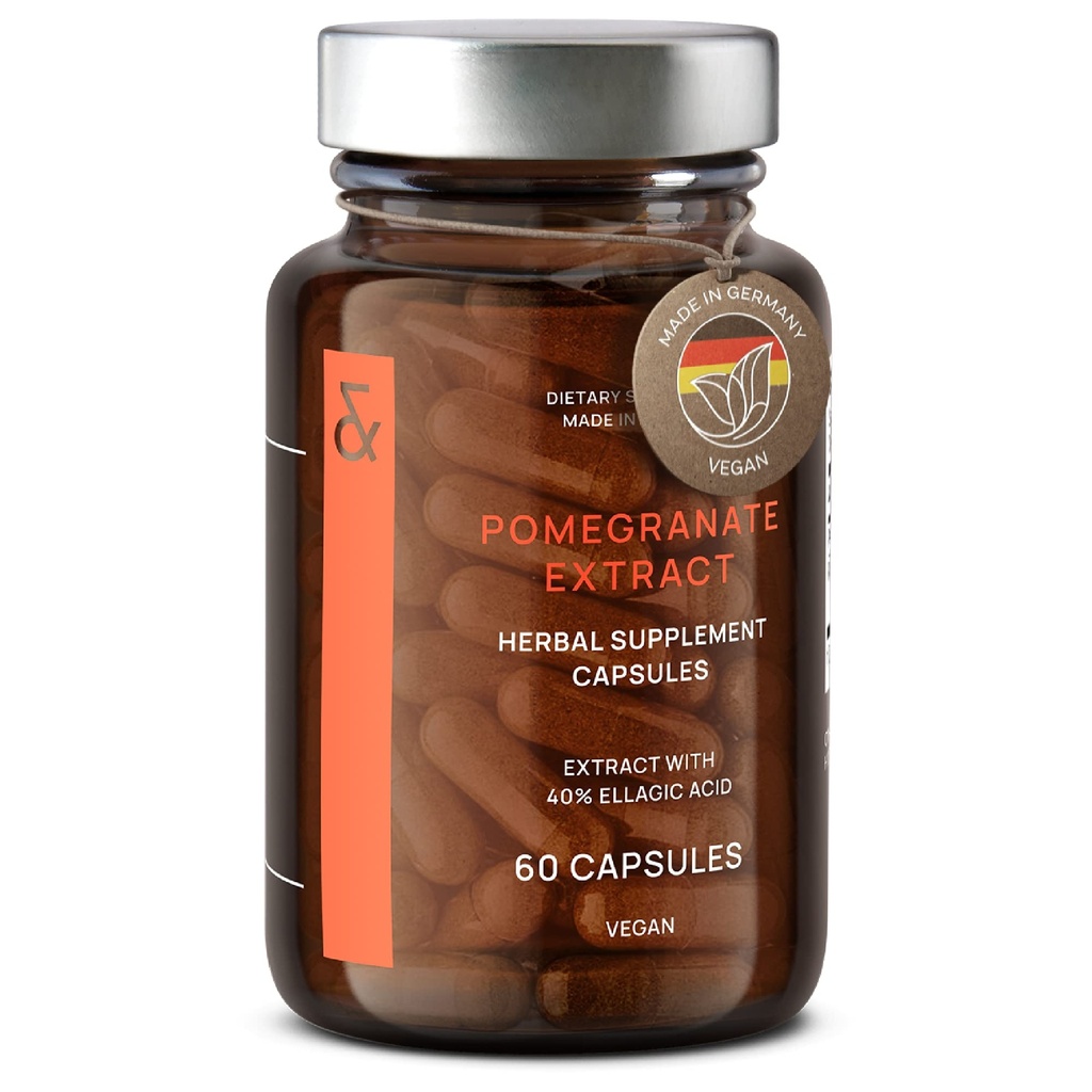CLAV Pomegranate Extract - 1000mg Daily Dose - 40% Ellagic Acid - Vegan Pomegranate Supplement - Heart & Joint Support - 60 Capsules - Made in Germany